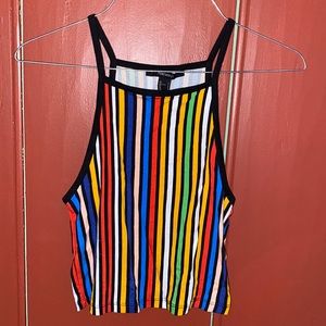 NWOT Forever 21 Rainbow High-Neck Crop Top